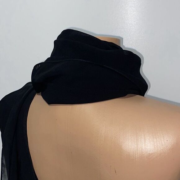 Women's Semi-Sheer Black Neck Warmer Wrap Scarf 22 X 68 - Picture 5 of 7